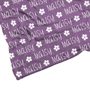 Sugar + Maple | Plush Minky Fleece Personalized Blanket | Flower Icon Repeating Name