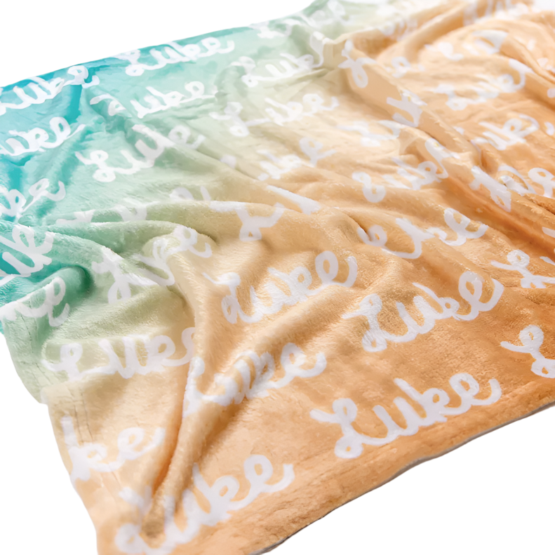 Sugar + Maple | Plush Minky Fleece Personalized Blanket | Neutral Ombre