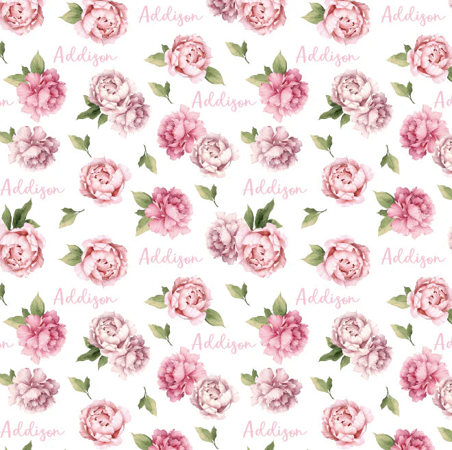 Sugar + Maple | Personalized Bib | Peonies