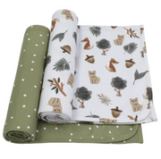 Living Textiles | 2PK Jersey Swaddle | Forest Retreat