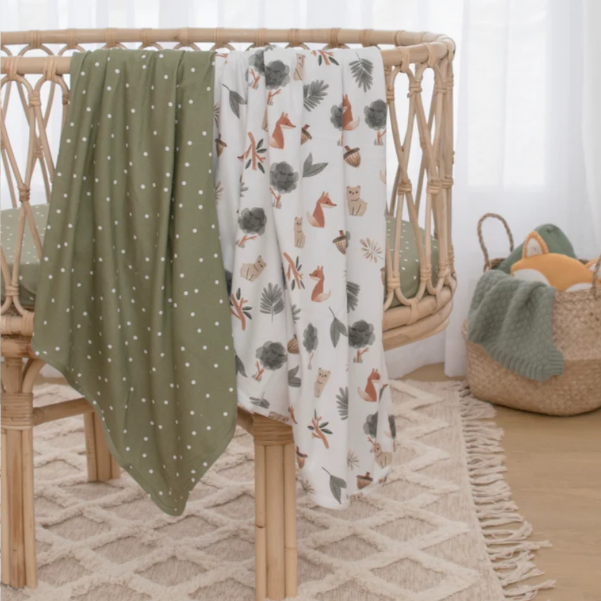 Living Textiles | 2PK Jersey Swaddle | Forest Retreat