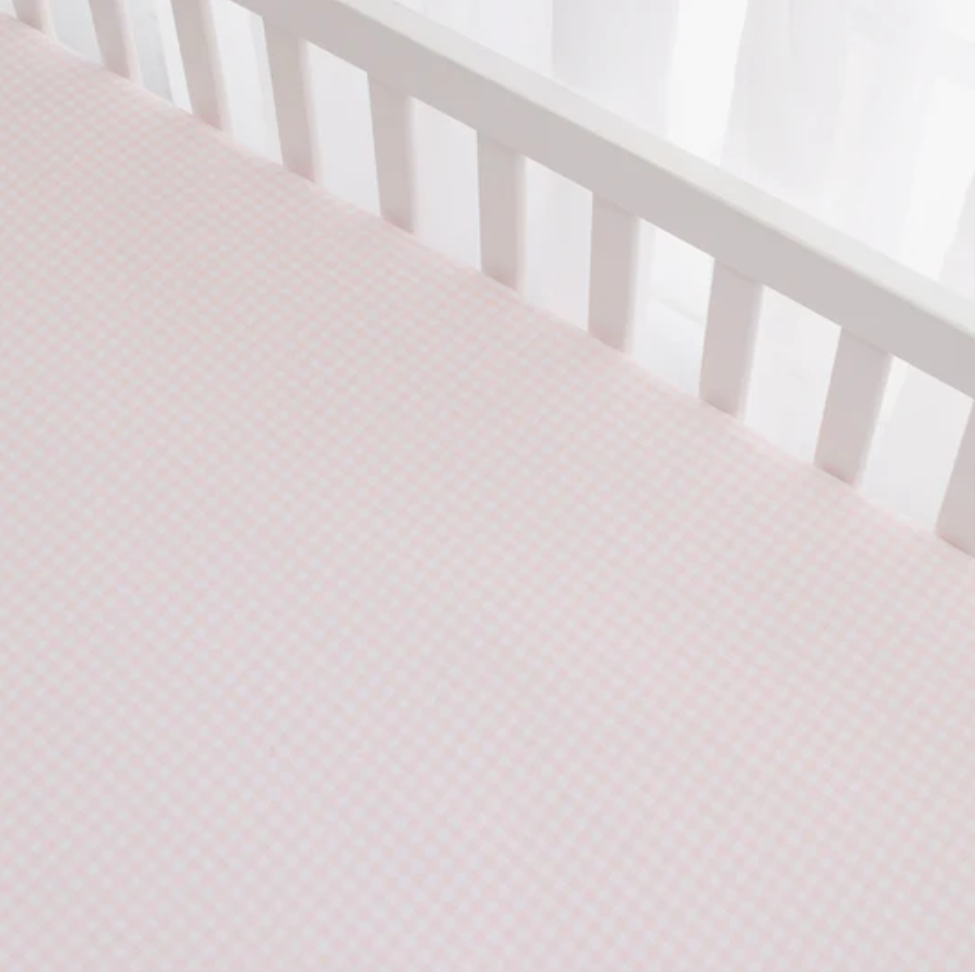 Living Textiles | Cotton Jersey Fitted Sheet | Pink Gingham