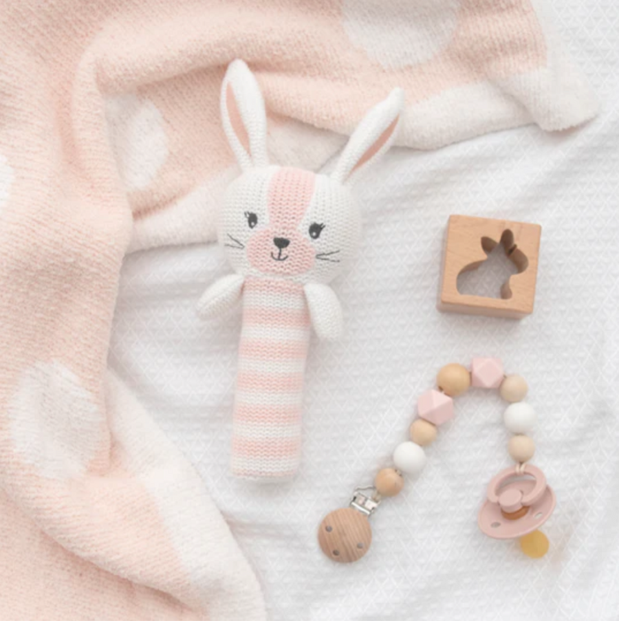 Living Textiles | Huggable Knit Rattle | Lucy Bunny