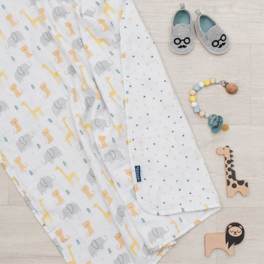 Living Textiles | Muslin Stroller Blanket | Animal Parade