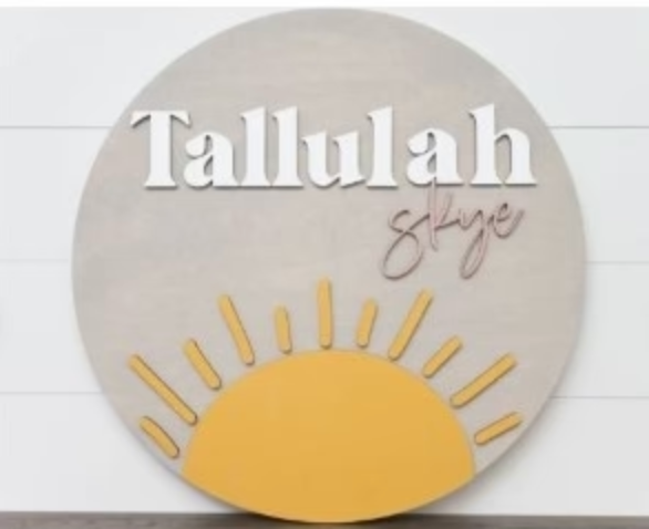 Sugar + Maple | Sunshine Round Name Sign