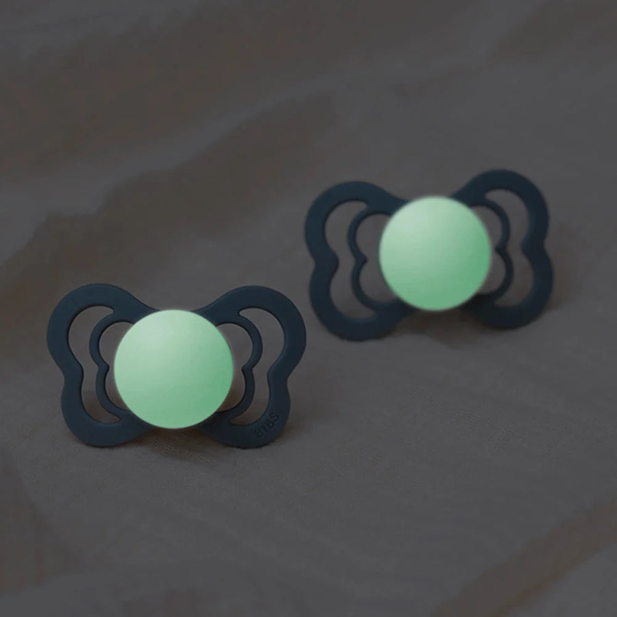 BIBS | Supreme GLOW Pacifiers 2 Pack - Sage/Cloud