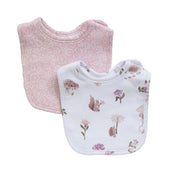 Living Textiles | 2pk Cotton Baby Bib Set | Mushroom House