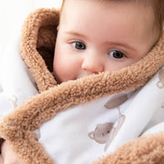 Living Textiles | Premium Cotton Baby Blanket w/ Plush Lining | Cuddly Bear