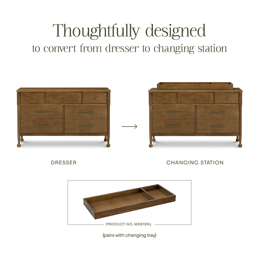 Alouette 7-Drawer Assembled Dresser, Natural Walnut Alouette 7-Drawer Assembled Dresser, Natural Walnut