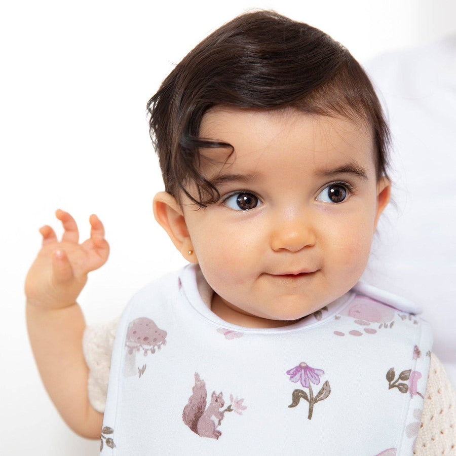Living Textiles | 2pk Cotton Baby Bib Set | Mushroom House