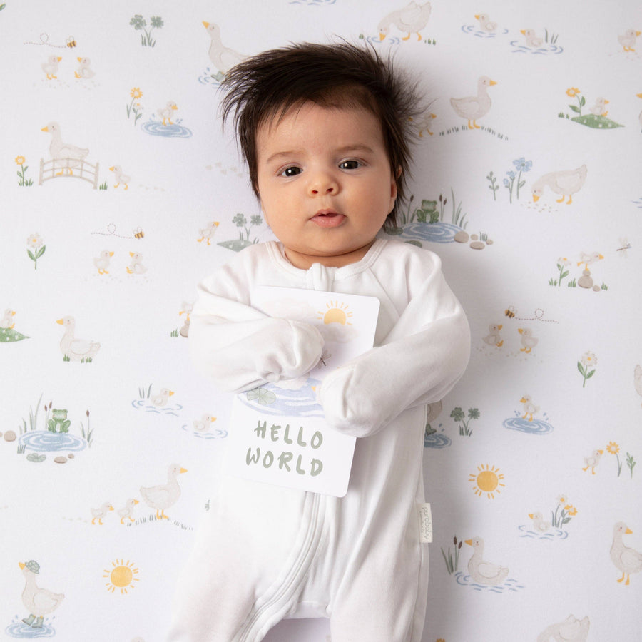 Living Textiles | 100% Premium Cotton Jersey Crib Sheet - Goosey Goosey