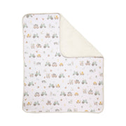 Living TextilesPremium Cotton Baby Blanket w/ Plush Lining | Tractor Ride