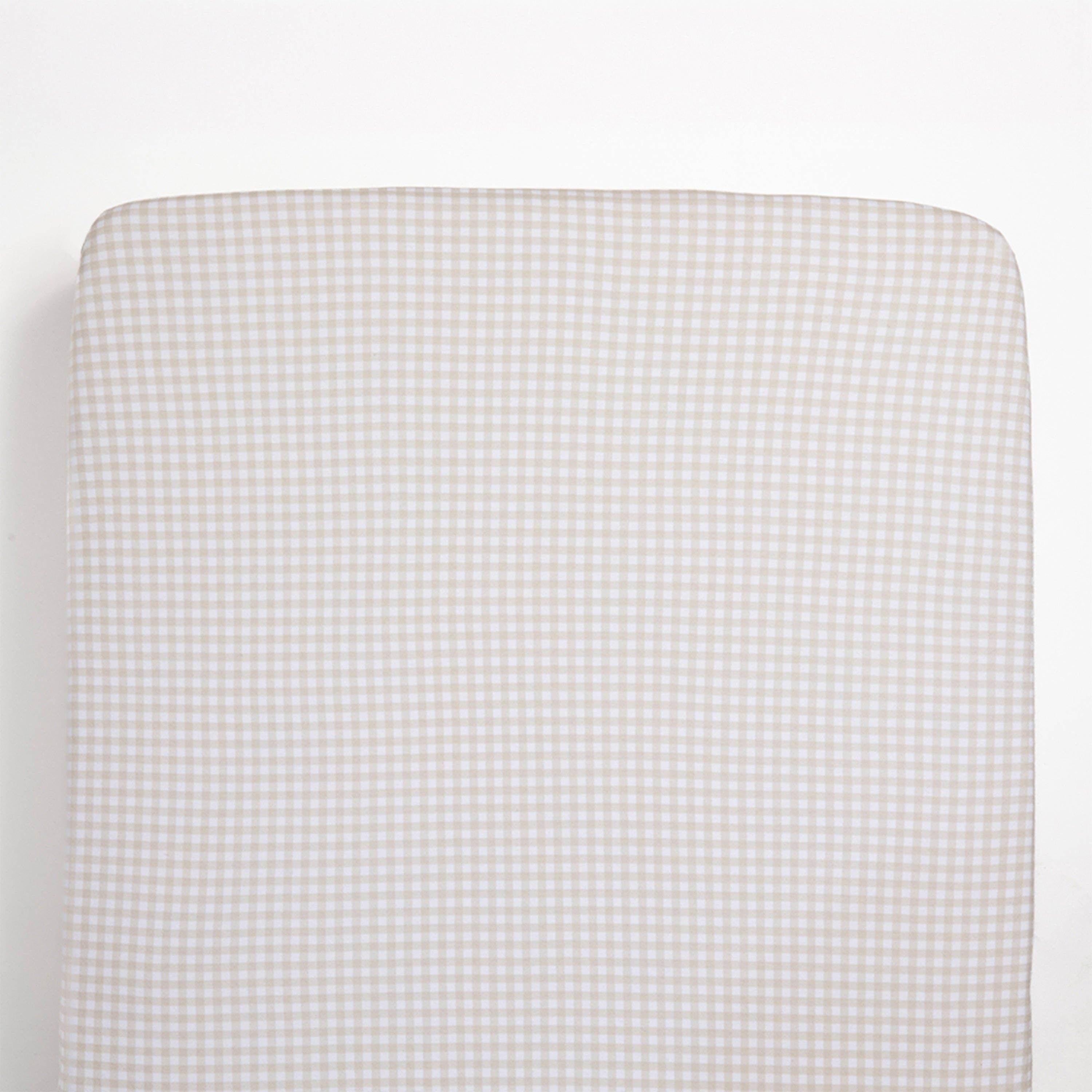 Living Textiles | 100% Premium Cotton Jersey Crib Fitted Sheet - Cream Gingham