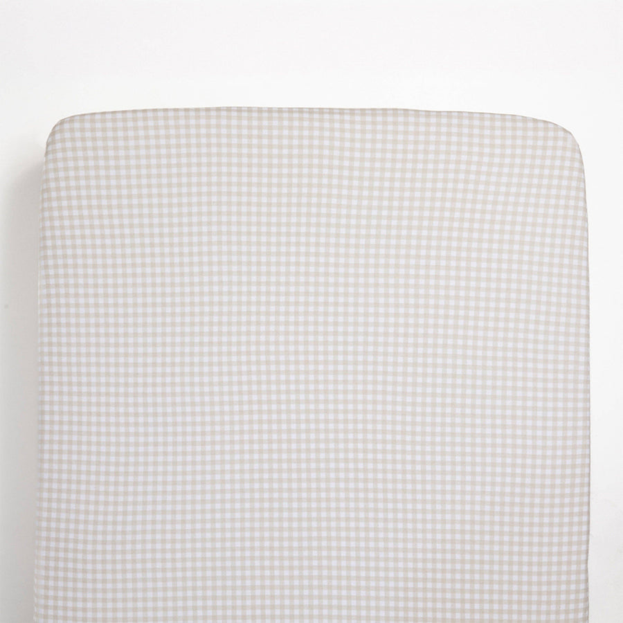 Living Textiles | 100% Premium Cotton Jersey Crib Fitted Sheet - Cream Gingham