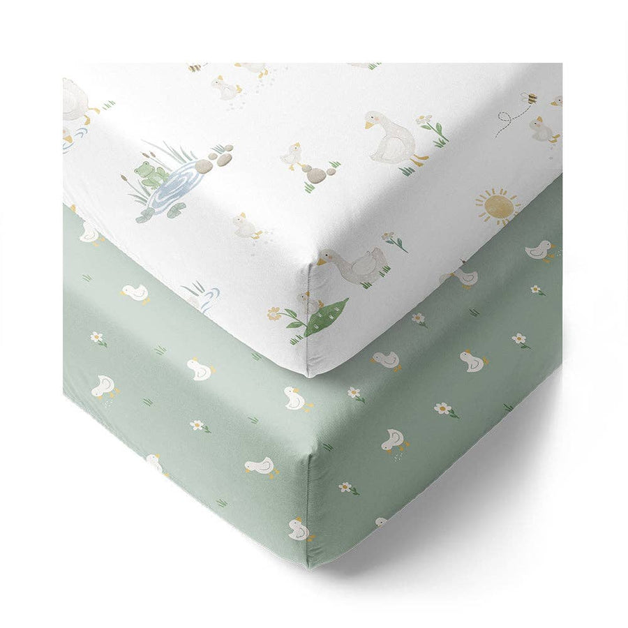 Living Textiles | 100% Premium Cotton Jersey Crib Sheet - Little Geese