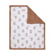 Living Textiles | Premium Cotton Baby Blanket w/ Plush Lining | Cuddly Bear
