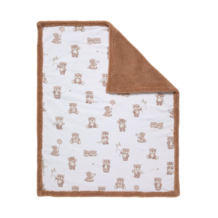 Living Textiles | Premium Cotton Baby Blanket w/ Plush Lining | Cuddly Bear