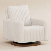 Babyletto Poe Channeled Swivel Glider in Eco-Performance Fabric | Water Repellent & Stain Resistant