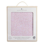 Living Textiles | 100% Premium Cotton Jersey Crib Sheet - Pink flower
