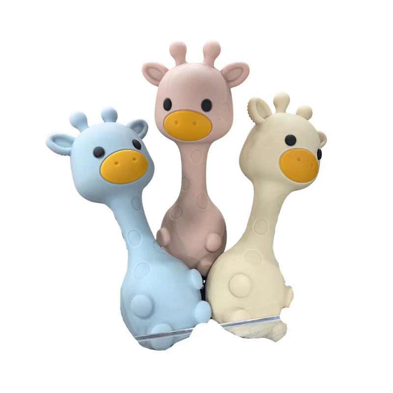 Sugar + Maple | Silicone Giraffe Rattle Teether