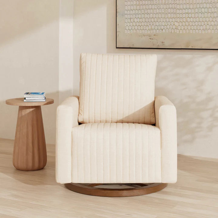 Babyletto | Poe Channeled Swivel Glider with Dark Wood Base