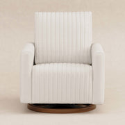 Babyletto Poe Channeled Swivel Glider in Eco-Performance Fabric | Water Repellent & Stain Resistant