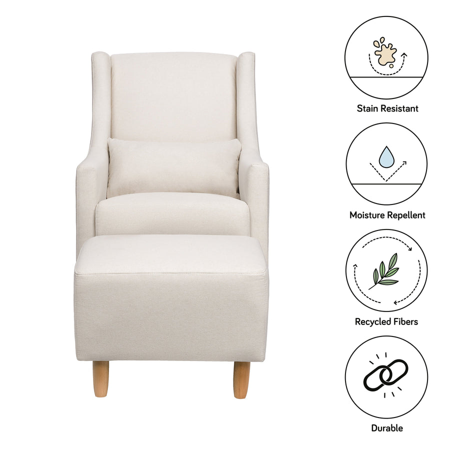 Babyletto Toco Swivel Glider and Ottoman in Eco-Performance Fabric | Water Repellent & Stain Resistant