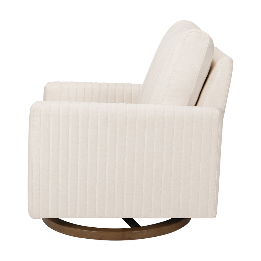 Babyletto Poe Channeled Swivel Glider in Eco-Performance Fabric | Water Repellent & Stain Resistant