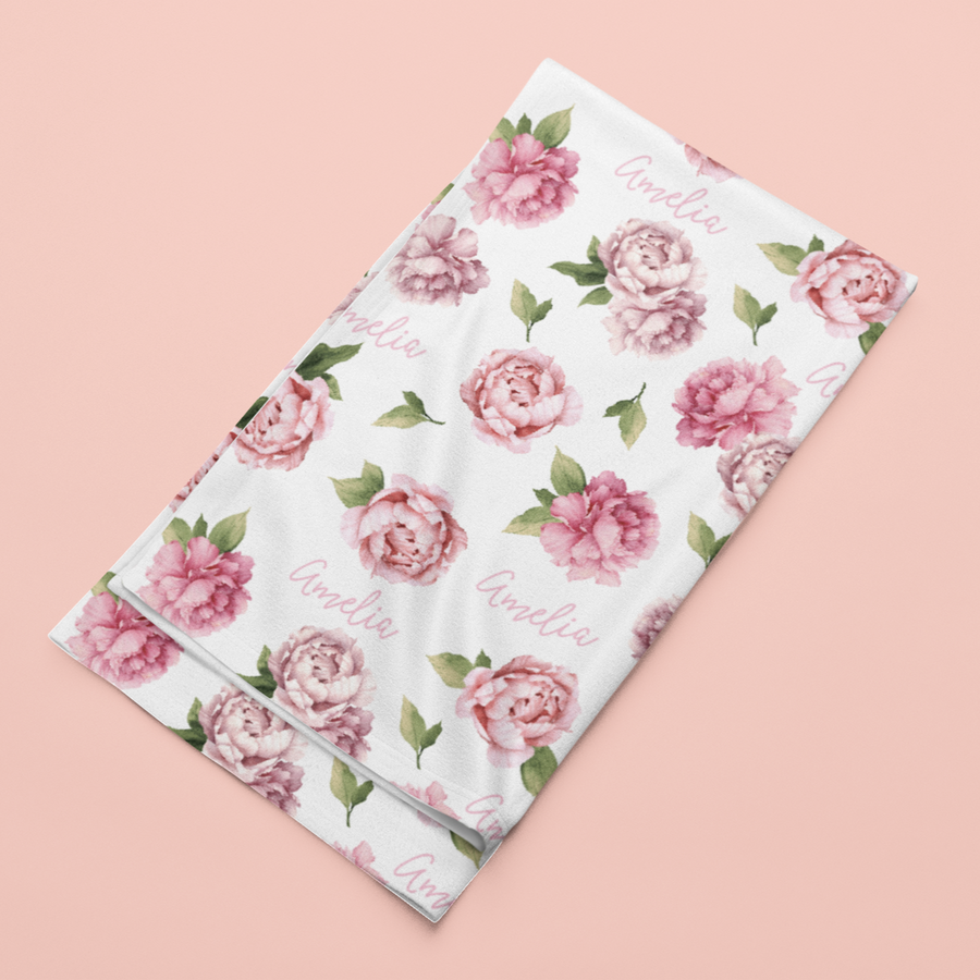 Sugar + Maple Stretchy Blanket | Peonies