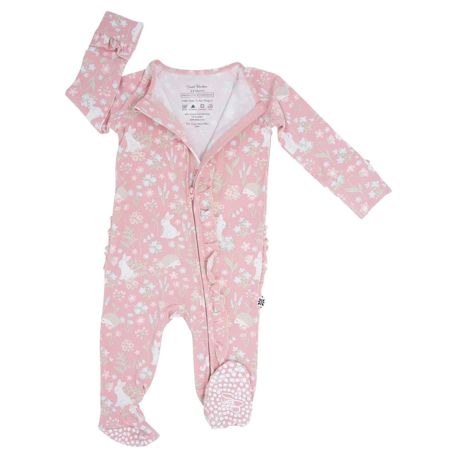 Sweet Bamboo | Woodland Bunny Ruffle Footie