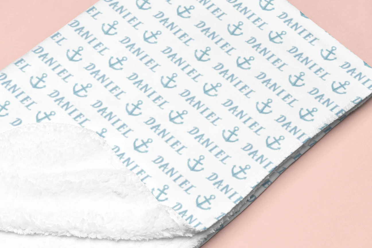 Sugar + Maple | Sherpa-Lined Personalized Blanket | Anchors