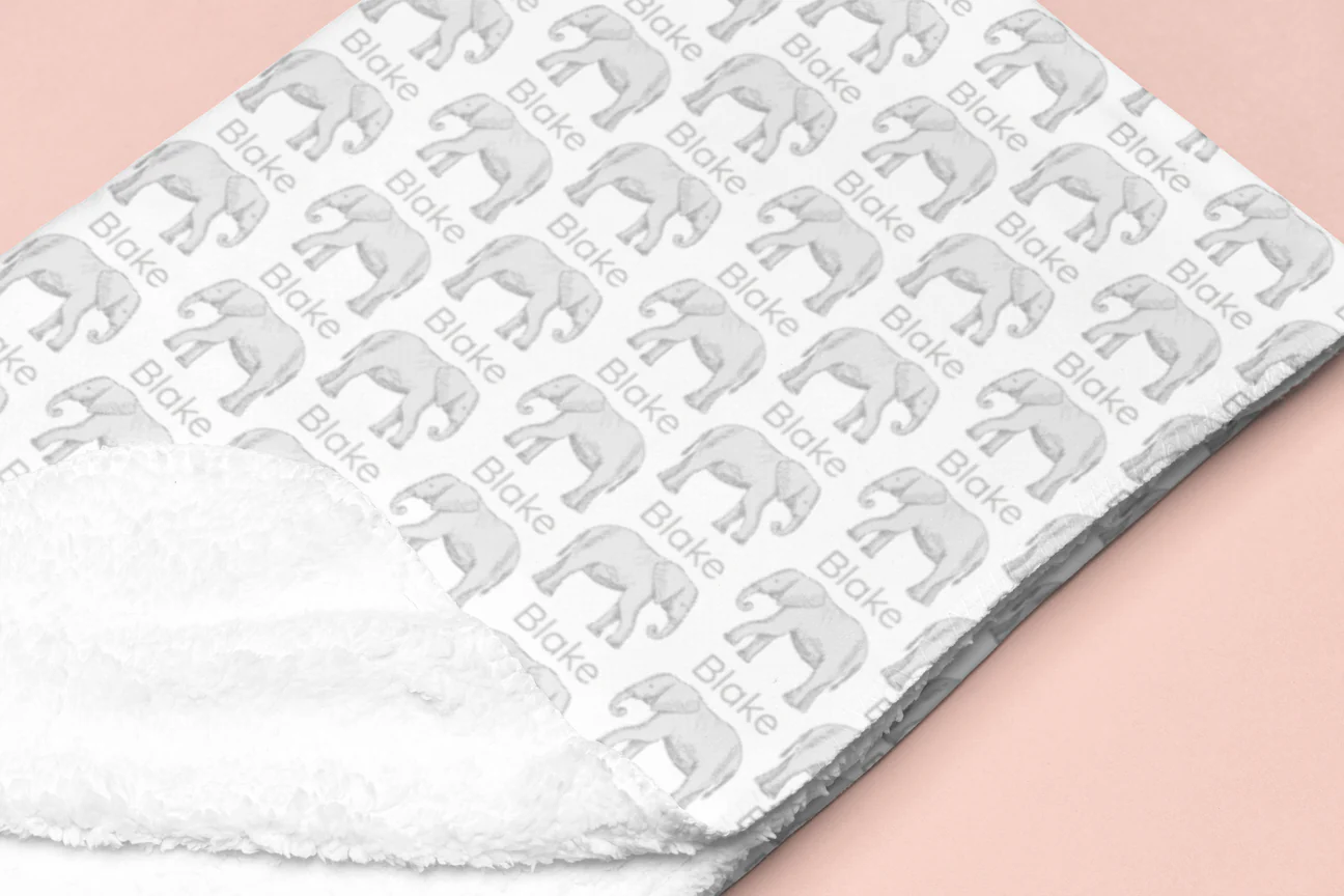 Sugar + Maple | Sherpa-Lined Personalized Blanket | Elephants