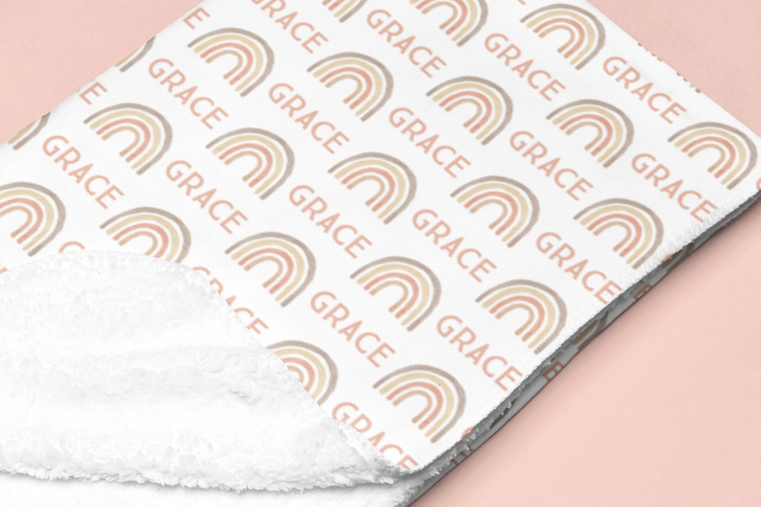 Sugar + Maple | Sherpa-Lined Personalized Blanket | Rainbow