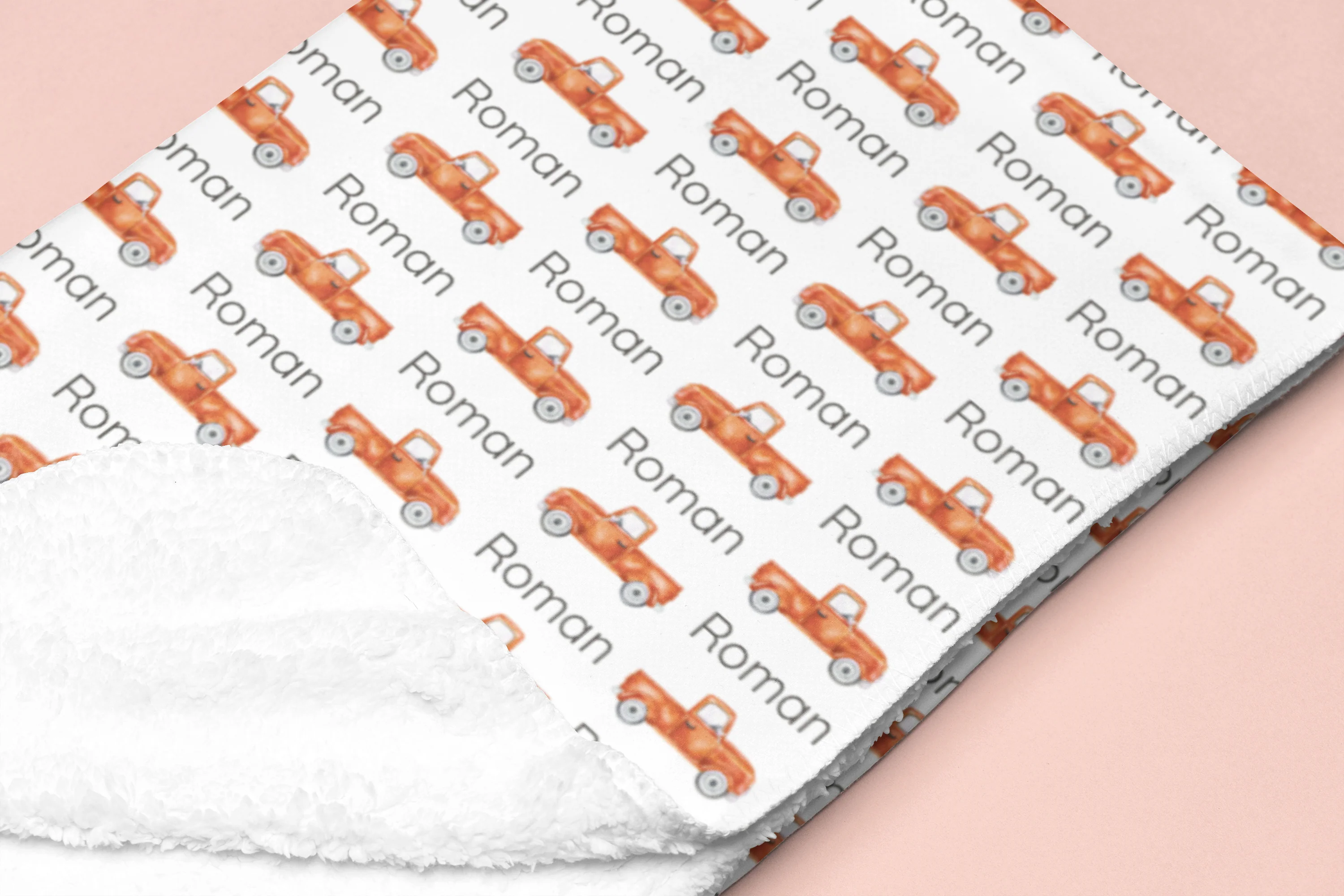 Sugar + Maple | Sherpa-Lined Personalized Blanket | Trucks