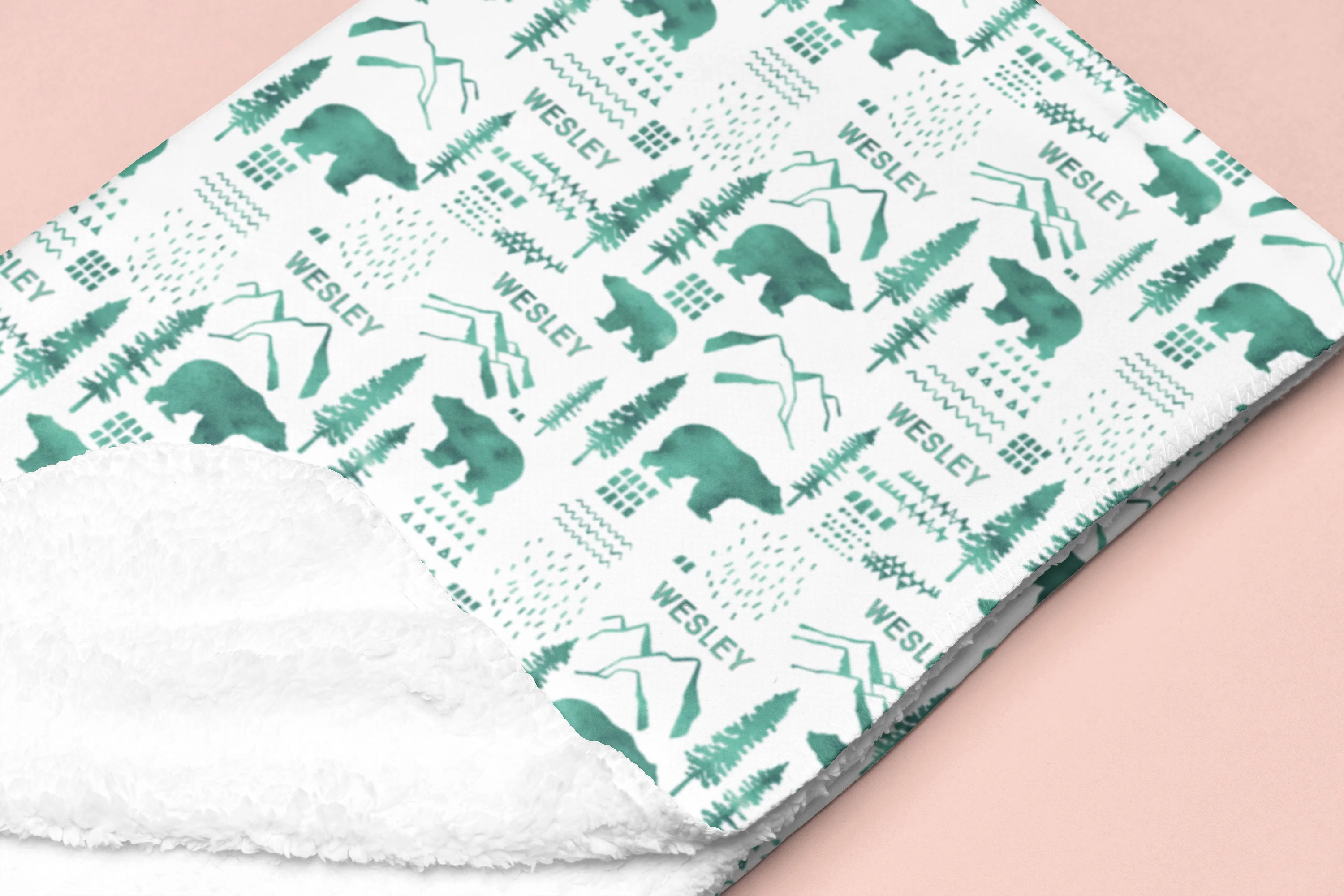 Sugar + Maple | Sherpa-Lined Personalized Blanket | Woodland