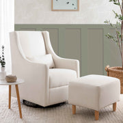 Babyletto Toco Swivel Glider and Ottoman in Eco-Performance Fabric | Water Repellent & Stain Resistant